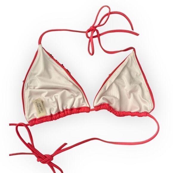 Victoria’s Secret Triangle Bikini Top Beads Sequins Pink Size Medium - Picture 4 of 4